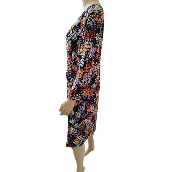 Avenue Faux Wrap Dress Abstract Leaf Print 3/4 Sleeves Tie Waist Plus Size 22/24 - Picture 6 of 10